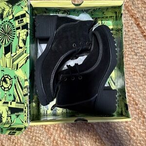 The Fly London Wins /perfect bootie Lace up 2 1/2 in heel Suede leather.